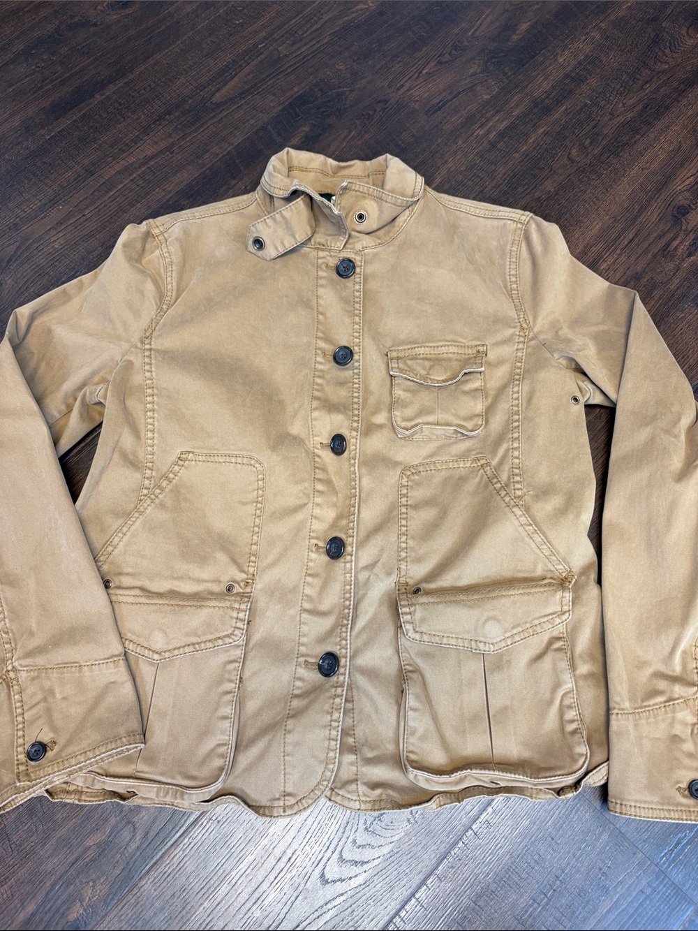 J.CREW Women’s Medium Beige Military Twill Jacket Button Front Collared Pockets